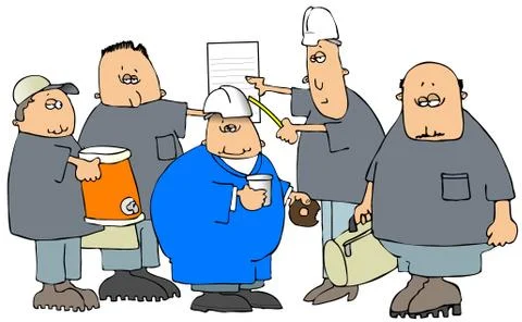 Construction crew before work Stock Illustration