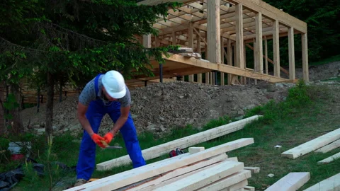 Construction crew working,  commercial apartment Stock Footage 198690337