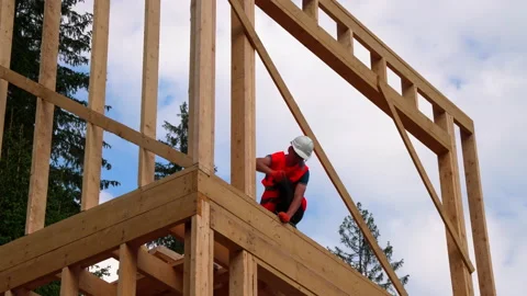 Construction crew working,  commercial apartment Stock Footage 198908464