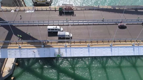 Construction of the Crimea Bridge on April 26, 2018 Stock Footage 89452096