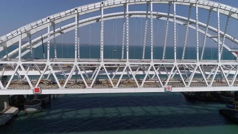 Construction of the Crimea Bridge on April 26, 2018 Stock Footage 89452259