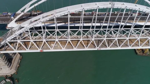 Construction of the Crimea Bridge on April 26, 2018 Stock Footage 89452378