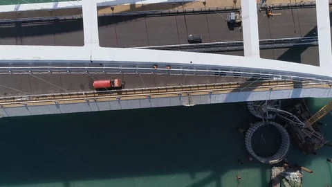 Construction of the Crimea Bridge on April 26, 2018 Stock Footage 89452401