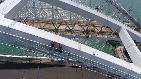 Construction of the Crimea Bridge on April 26, 2018 Stock Footage 89452413