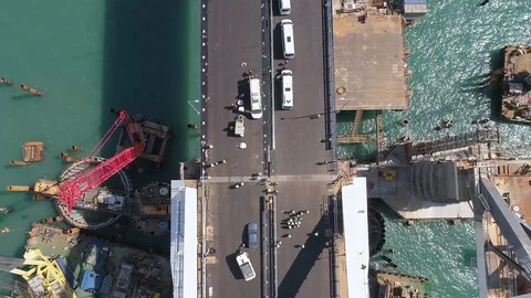 Construction of the Crimea Bridge on April 26, 2018 Stock Footage 89452730