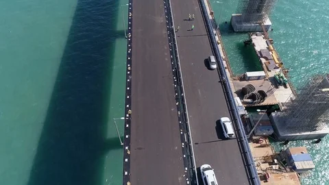 Construction of the Crimea Bridge on April 26, 2018 Stock Footage 89474044