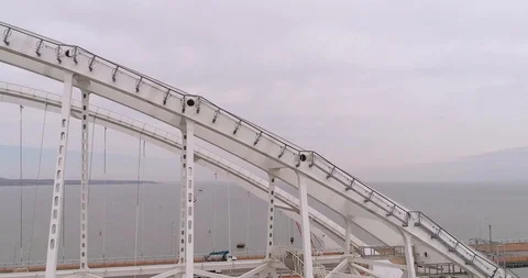 Construction of the Crimea Bridge on March 22, 2018 Stock Footage 88995948