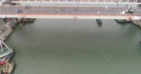 Construction of the Crimea Bridge on March 22, 2018 Stock Footage 88996591