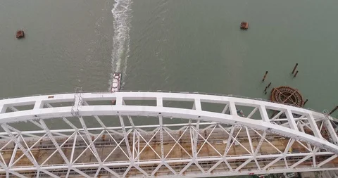 Construction of the Crimea Bridge on March 22, 2018 Stock Footage 88996772