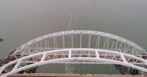 Construction of the Crimea Bridge on March 22, 2018 Stock Footage 88996946