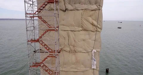 Construction of the Crimea Bridge on March 22, 2018 Stock Footage 88997360