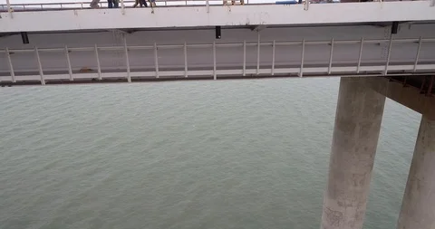 Construction of the Crimea Bridge on March 22, 2018 Stock Footage 88997515