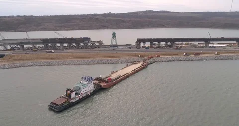 Construction of the Crimea Bridge on March 22, 2018 Stock Footage 88999835