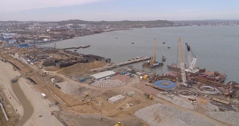 Construction of the Crimea Bridge on March 22, 2018 Stock Footage 88999948