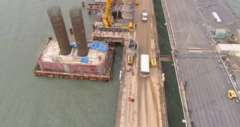 Construction of the Crimea Bridge on March 22, 2018 Stock Footage 89000336