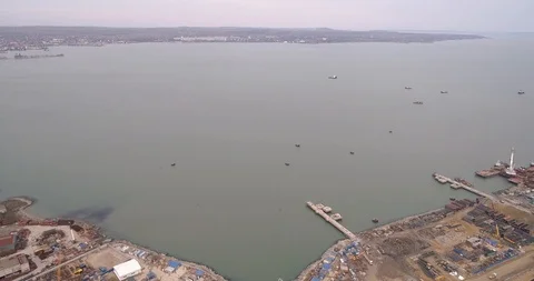 Construction of the Crimea Bridge on March 22, 2018 Stock Footage 89000843