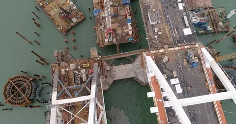 Construction of the Crimea Bridge on March 22, 2018 Stock Footage 89045860