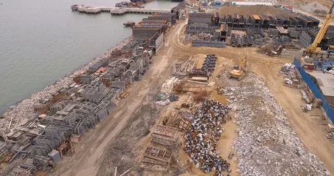 Construction of the Crimea Bridge on March 22, 2018 Stock Footage 89048673
