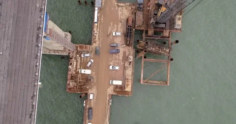 Construction of the Crimea Bridge on March 22, 2018 Stock Footage 89156104