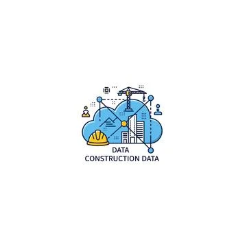 Construction data analytics cloud concept illustration for engineering Ilustración de archivo