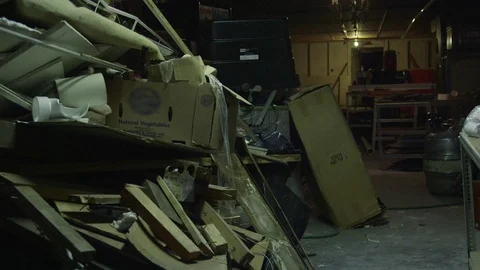 Construction Debris with Boxes, PVC Pipe and Lumber Video stock 75252336