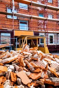 Construction debris at construction site Stock Photos