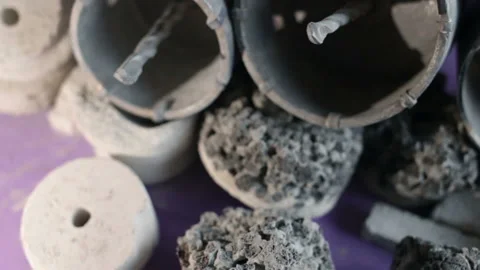 Construction debris (expanded clay, gas silicate, concrete) and crowns for insta Stock Footage 128829071