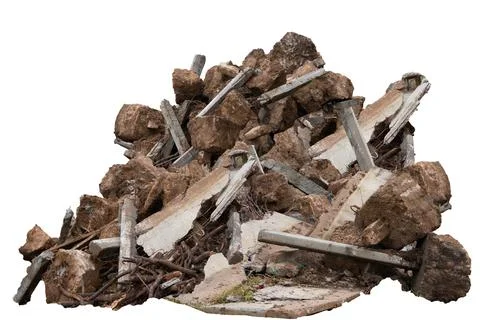 Construction debris garbage bags, garbage bricks, a pile of rubble Stock Photos
