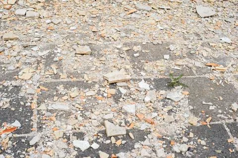 Construction debris on the pavement Foto stock