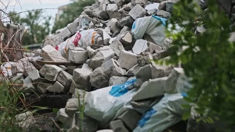 Construction Debris Pile in Nature Stock Footage 275697165