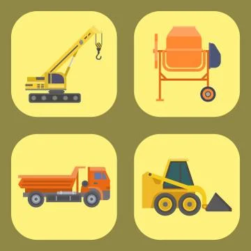 Construction delivery truck vector transportation vehicle construct and road Stock Illustration