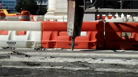Construction demolishing a street Video stock 44169356