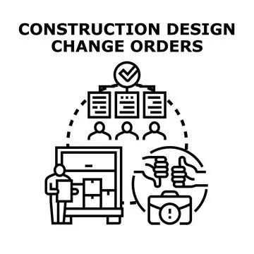 Construction design change orders management process concept Illustrazione stock