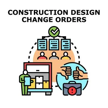 Construction design change orders management process concept Stock Illustration