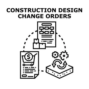 Construction design changes processing project development management Stock-Illustration
