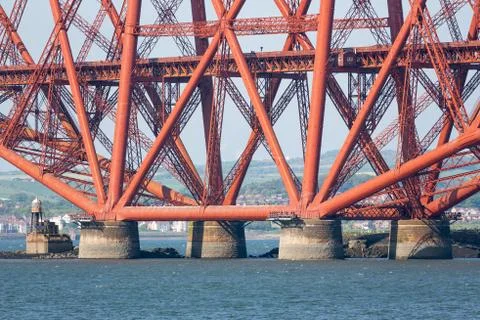 Construction detail Forth Bridge over Firth of Forth in Scotland Stock Photos