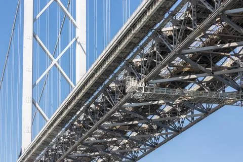 Construction detail Forth Road Bridge over Firth of Forth, Scotland Stock Photos