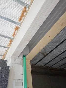 Construction detail of window insulation Stock Photos