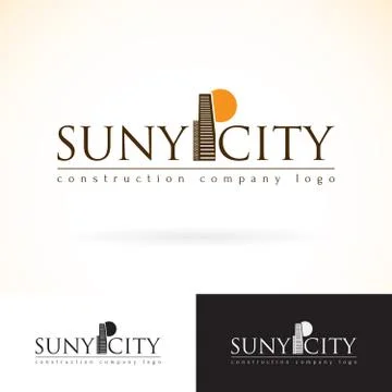 Construction development building company, vector logo design mock up templat Ilustración de archivo
