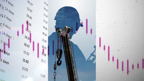 Construction development concept. Computer graphics and double exposure. In the Stock Footage 233028750