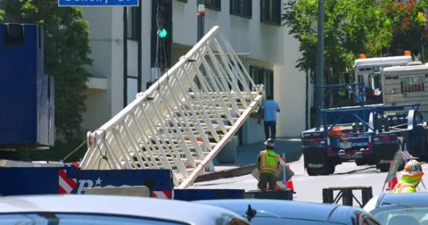 Construction development during rush hour in Los Angeles, 4K, RAW Stock Footage 67818170