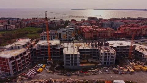 Construction developments near the coastal area of Bulgaria Video stock 322768973