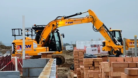 Construction diggers Stock Footage 121478371