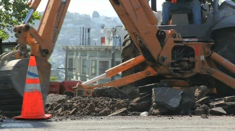 Construction Digging in City Stock Footage 865922