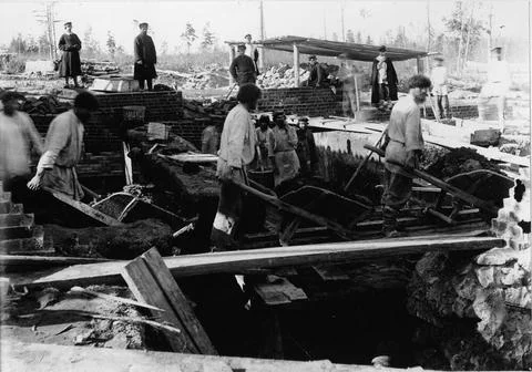 Construction of Dodino blast furnace. Basic work. Copyright: xpiemagsx tec... Stock Photos