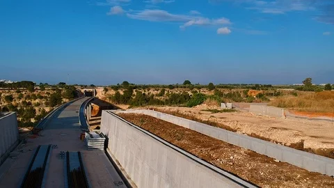 Construction of a double railway line Vídeo Stock 100503192