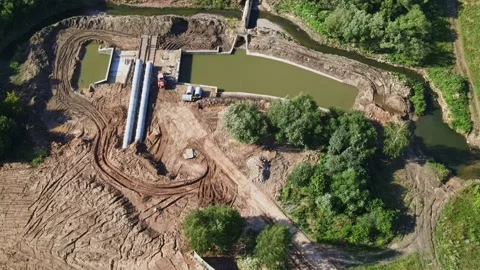 Construction drains to prevent flooding in the city. Stock Footage 201566723