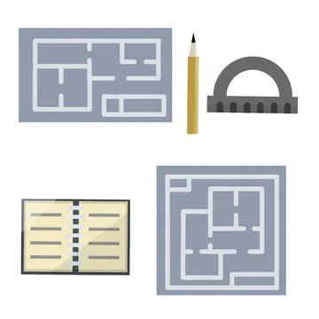 Construction drawing. Blue plan on paper. Blueprint of the house. Stock Illustration