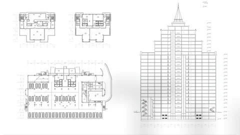 Construction Drawings Joints Schedules Schemes Estimate Background Building Cost Stock Footage 102595680
