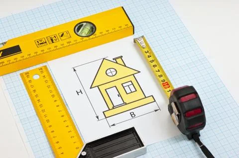 Construction drawings Stock Photos